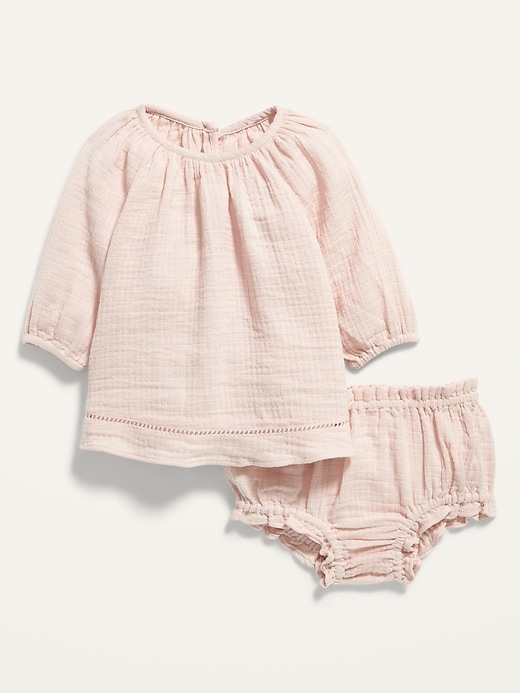 View large product image 1 of 2. Long-Sleeve Textured Dobby Top & Bloomers Set for Baby