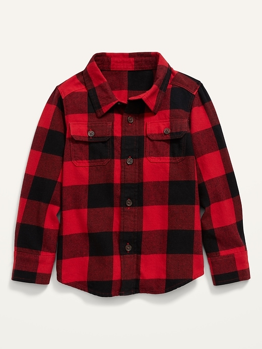View large product image 1 of 2. Plaid Flannel Pocket Shirt for Toddler Boys