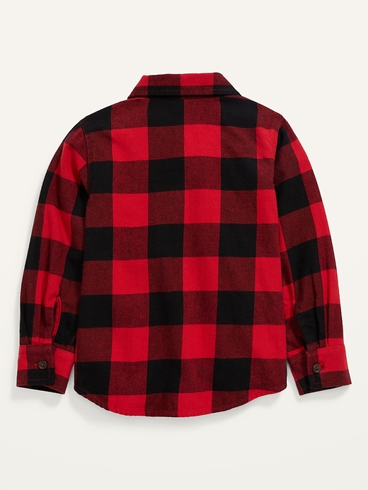 View large product image 2 of 2. Plaid Flannel Pocket Shirt for Toddler Boys
