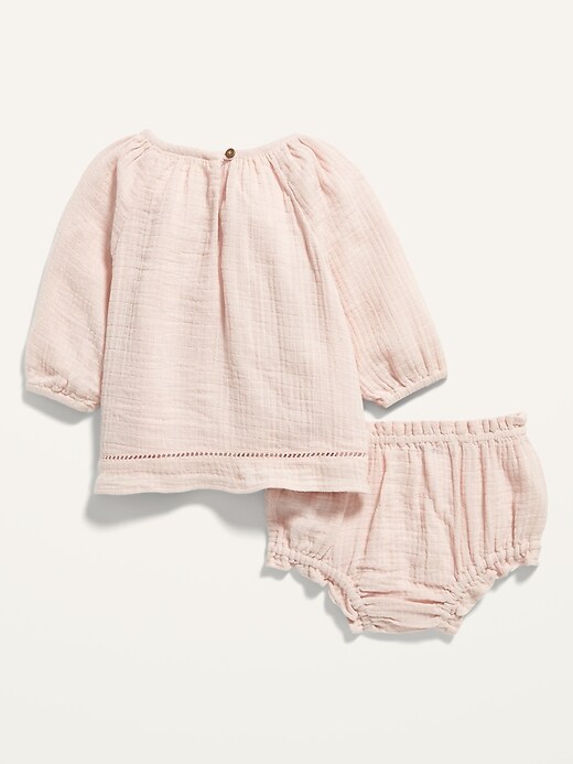 View large product image 2 of 2. Long-Sleeve Textured Dobby Top & Bloomers Set for Baby