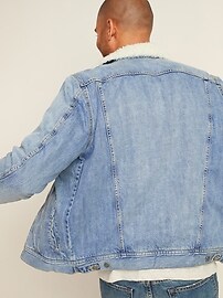 View large product image 3 of 3. Sherpa-Lined Medium-Wash Jean Jacket
