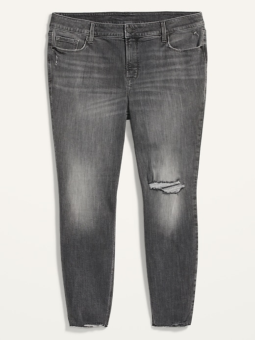 Image number 4 showing, High-Waisted Secret-Slim Pockets Rockstar Super Skinny Plus-Size Ripped Ankle Jeans