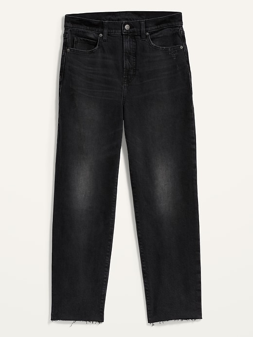 Extra High-Waisted Sky-Hi Straight Raw-Hem Black Jeans for Women | Old Navy