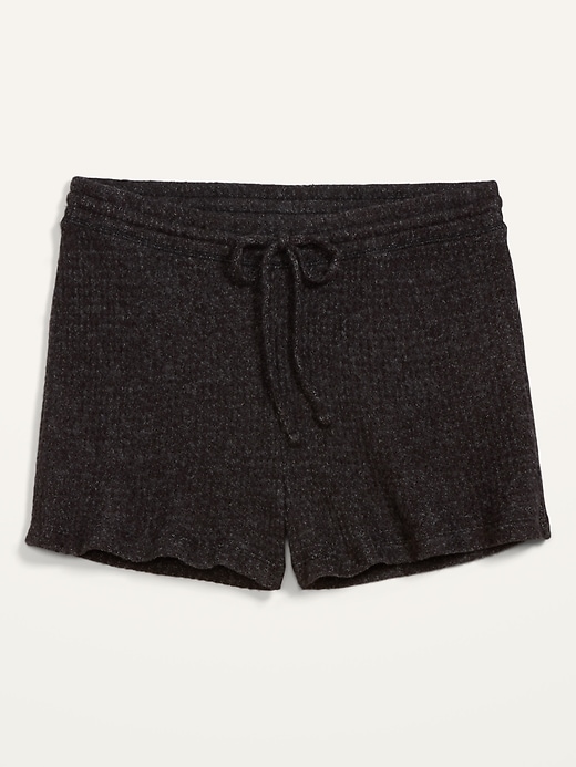 Image number 4 showing, High-Waisted Cozy Thermal-Knit Pajama Shorts -- 2.5-inch inseam