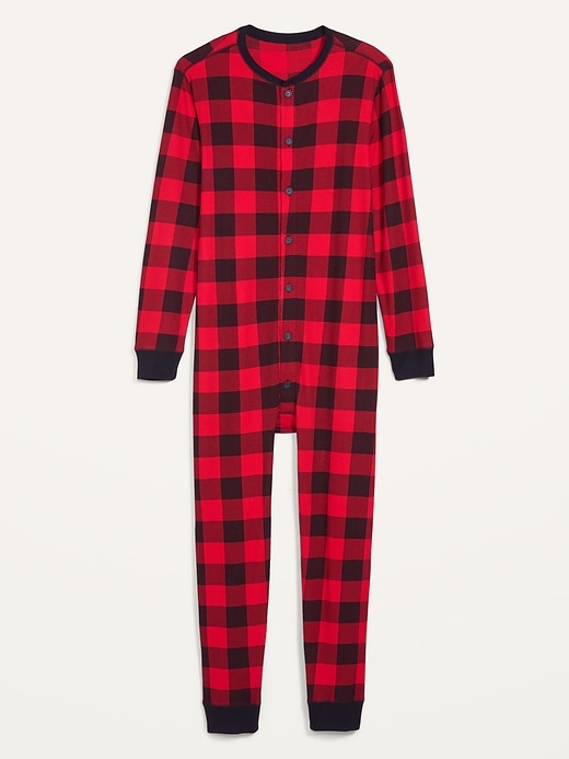 Image number 4 showing, Soft-Washed Waffle-Knit One-Piece Pajamas