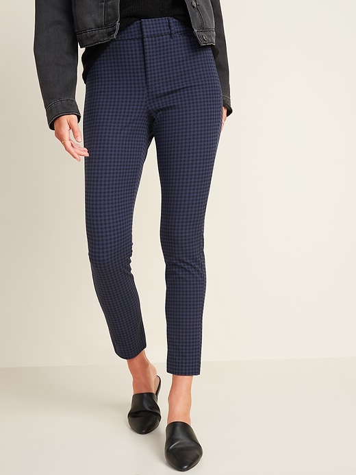 View large product image 1 of 1. High-Waisted Patterned Pixie Skinny Ankle Pants