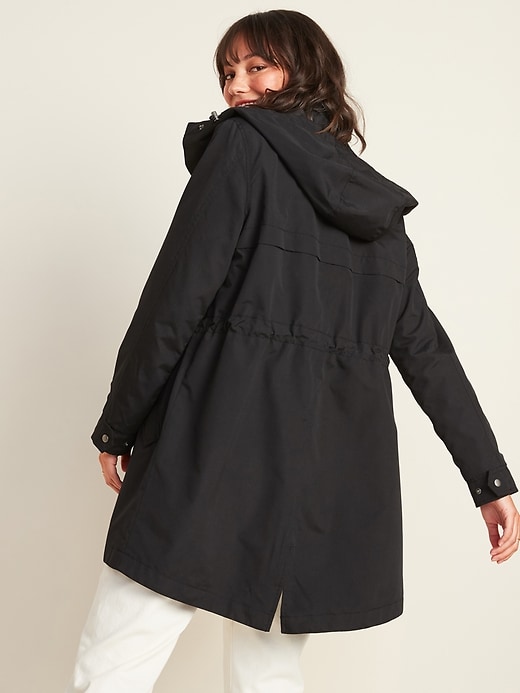 View large product image 2 of 3. Oversized Hooded Utility Rain Jacket for Women
