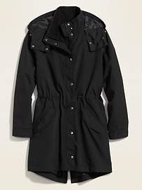 View large product image 3 of 3. Oversized Hooded Utility Rain Jacket for Women