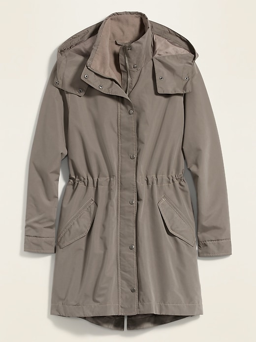View large product image 2 of 2. Oversized Hooded Utility Rain Jacket for Women