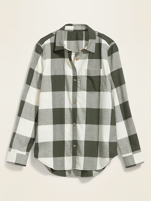 View large product image 2 of 2. Classic Plaid Flannel Shirt for Women