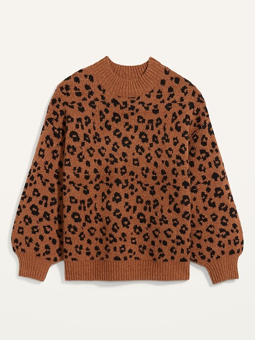 View large product image 2 of 2. Cozy Leopard-Print Plus-Size Mock-Neck Sweater