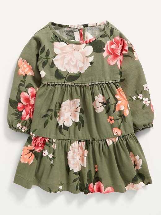 View large product image 1 of 1. Floral Ruffle-Hem Dress for Baby