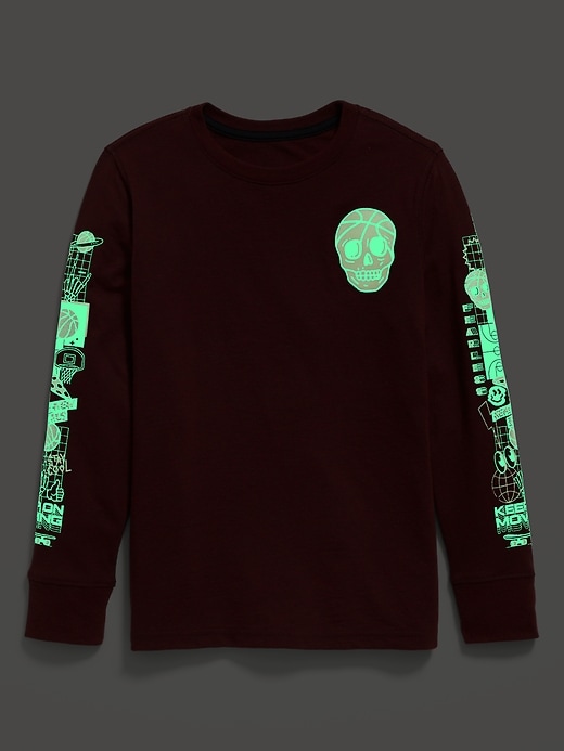 View large product image 2 of 2. Glow-In-The-Dark Halloween Graphic Long-Sleeve Tee For Boys