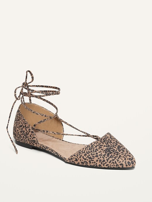View large product image 1 of 1. Faux-Suede Lace-Up D'Orsay Flats