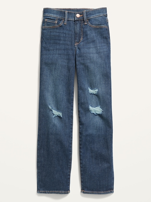 View large product image 1 of 2. Straight Medium-Wash Distressed Jeans for Girls