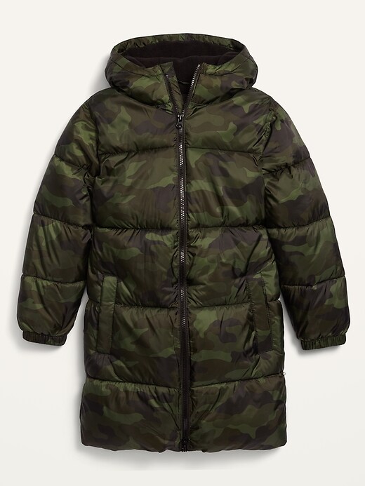 View large product image 1 of 1. Frost-Free Camo Long Hooded Puffer Jacket For Boys