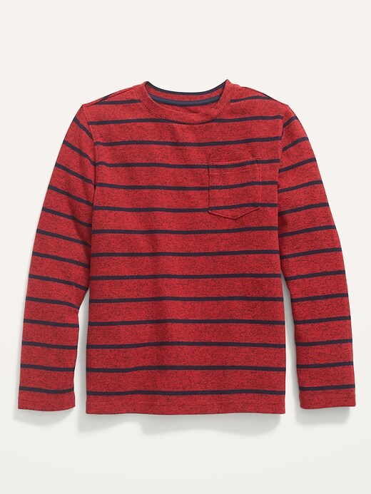 View large product image 1 of 2. Striped Plush-Knit Pocket Tee For Boys