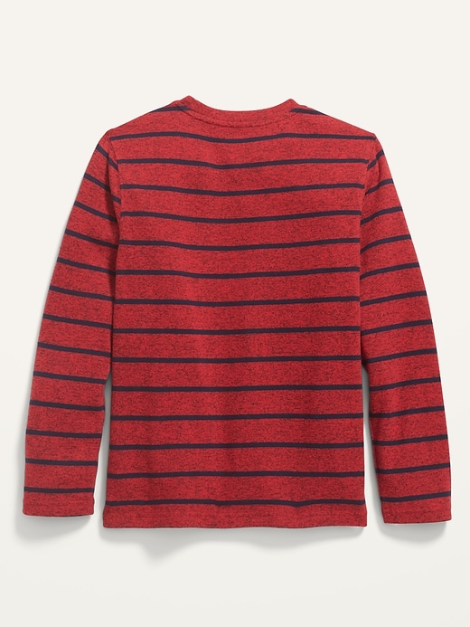 View large product image 2 of 2. Striped Plush-Knit Pocket Tee For Boys