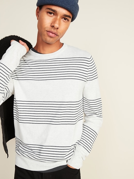 View large product image 1 of 3. Repeating Pinstripe Crew-Neck Sweater