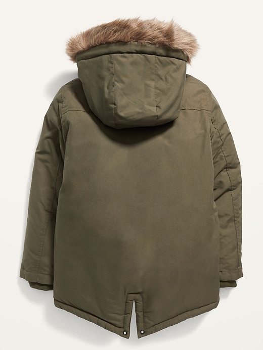 View large product image 2 of 2. Water-Resistant Faux-Fur-Trim Hooded Parka For Boys
