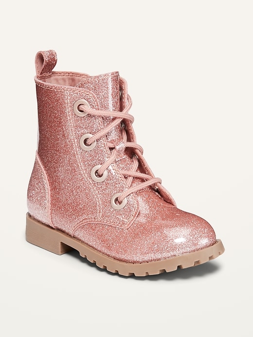 pink glitter combat boots