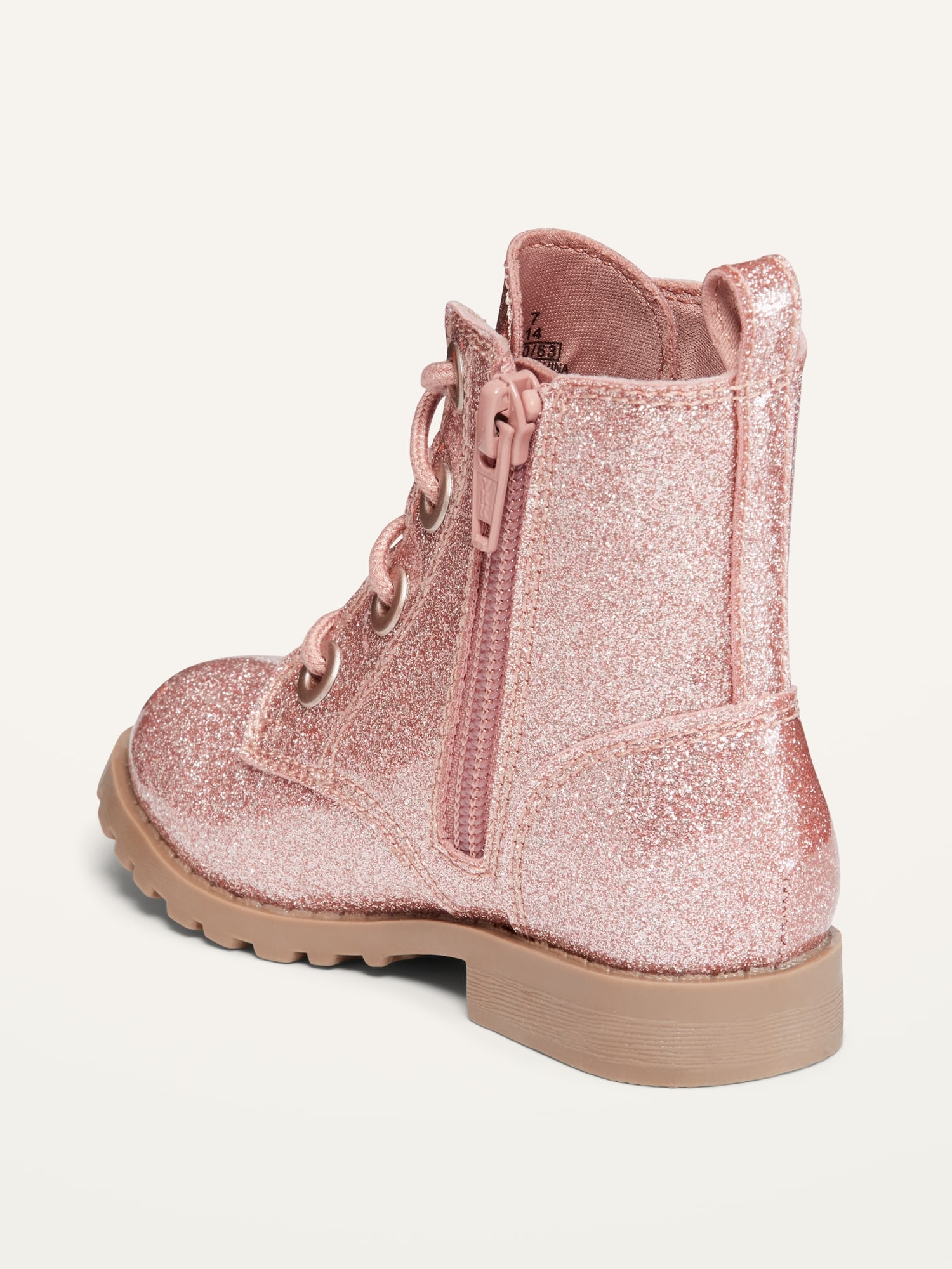 Pink Glitter Lace-Up Combat Boots for 