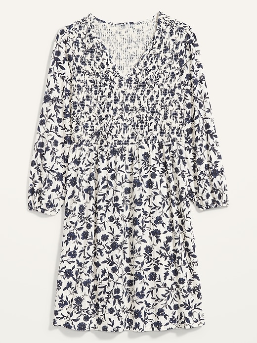 Old Navy - Floral-Print Smocked-Bodice Fit & Flare Plus-Size Dress