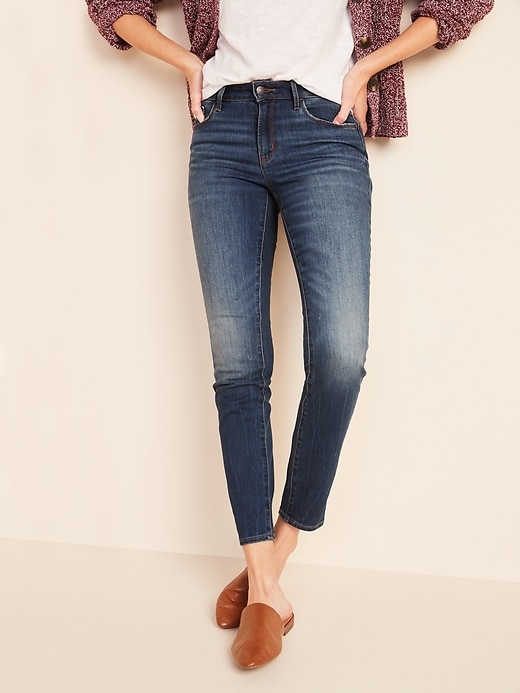 Mid-Rise Dark-Wash Pop Icon Skinny Jeans for Women | Old Navy