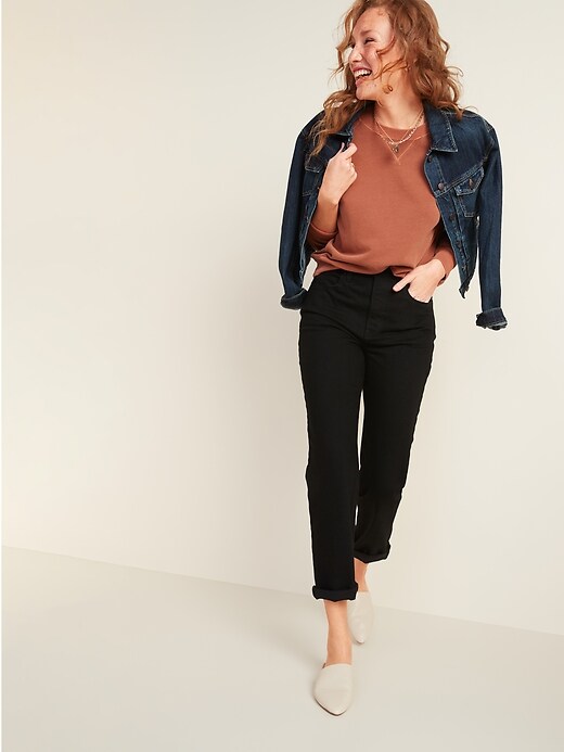 Image number 3 showing, Extra High-Waisted Sky-Hi Straight Black Jeans for Women