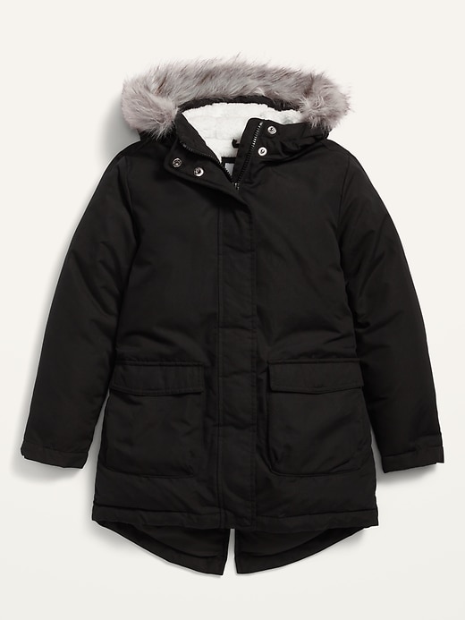 View large product image 1 of 1. Faur-Fur-Trim Frost-Free Long Jacket for Girls