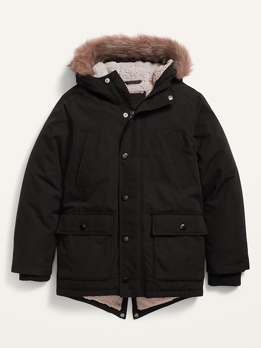 View large product image 1 of 1. Water-Resistant Faux-Fur-Trim Hooded Parka For Boys