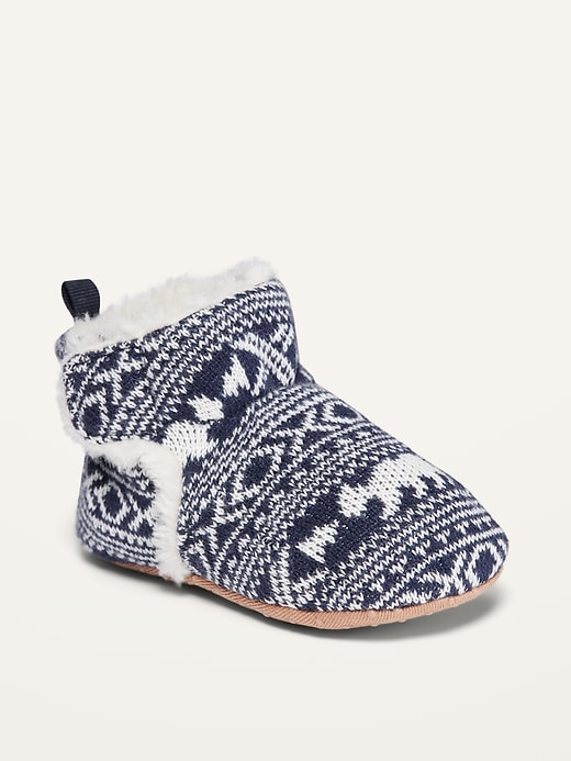 View large product image 1 of 4. Unisex Fair Isle Booties for Baby