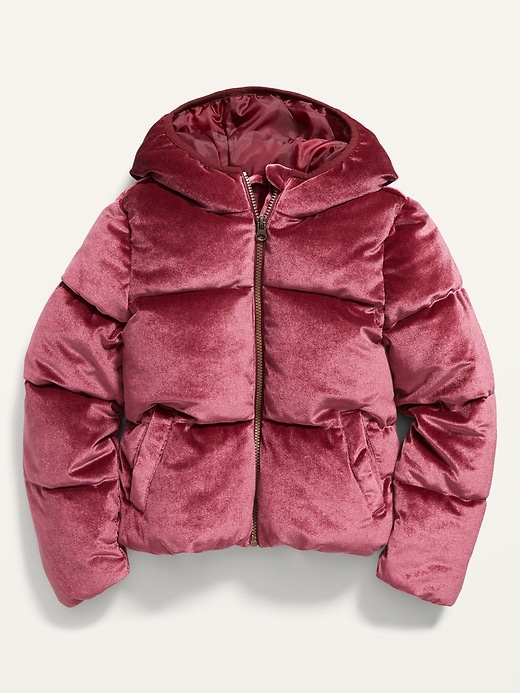 View large product image 1 of 2. Frost-Free Velvet Puffer Jacket for Girls