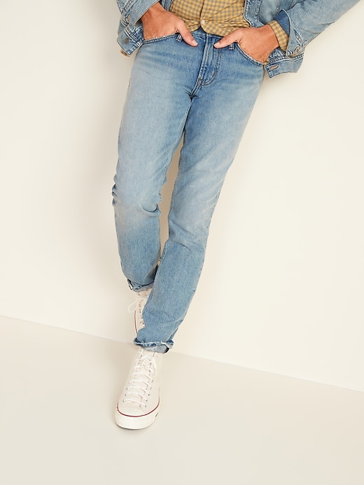 Image number 1 showing, Slim Light-Wash Rigid Non-Stretch Jeans