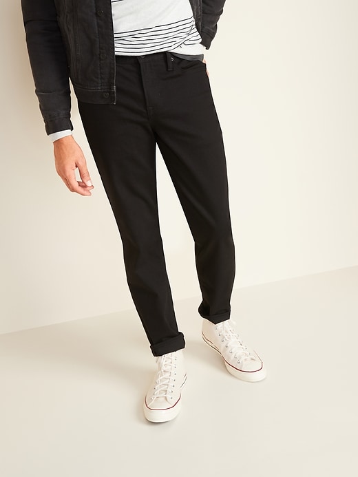 Image number 1 showing, Athletic Taper Built-In Flex Never-Fade Black Jeans