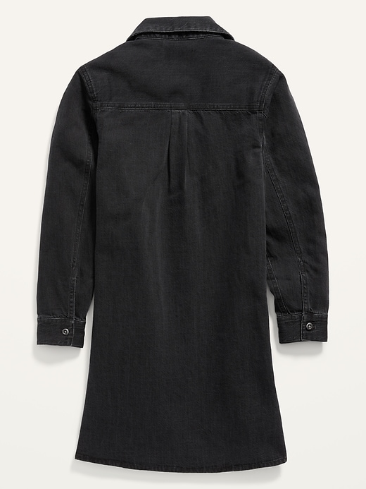 View large product image 2 of 3. Garment-Washed Black Jean Shirt Dress for Girls