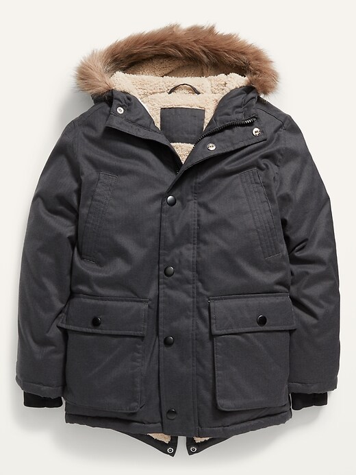 View large product image 1 of 2. Faux-Fur-Trim Hooded Parka For Boys