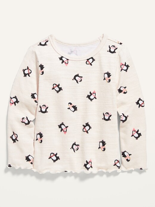 View large product image 1 of 3. Cozy Penguin-Print Long-Sleeve Top for Toddler Girls