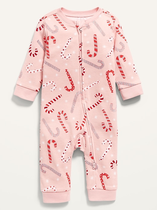 View large product image 1 of 1. Unisex Holiday-Print Zip One-Piece for Baby