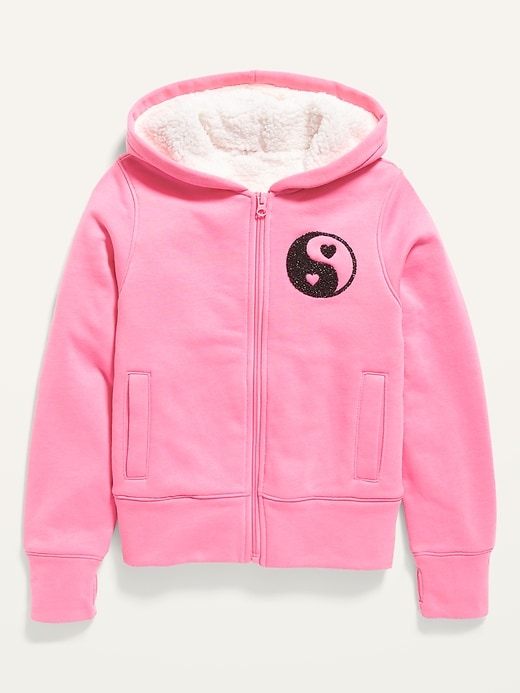 View large product image 1 of 1. Cozy Sherpa-Lined Zip Hoodie for Girls