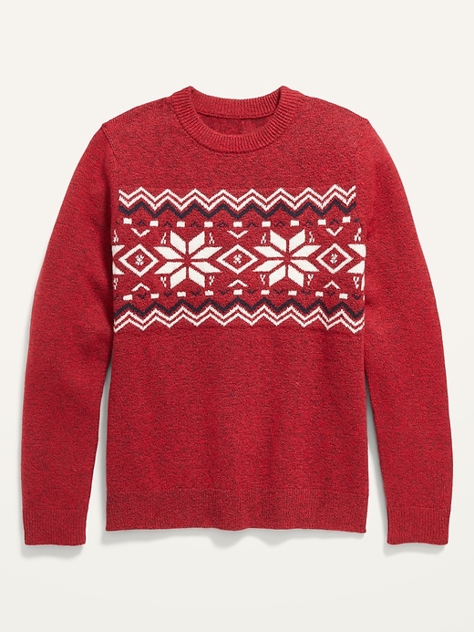 View large product image 1 of 2. Gender-Neutral Fair Isle Crew-Neck Sweater For Kids