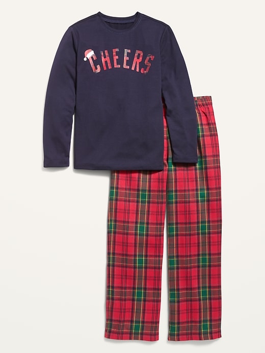 View large product image 1 of 2. "Cheers" Graphic Pajama Set For Boys