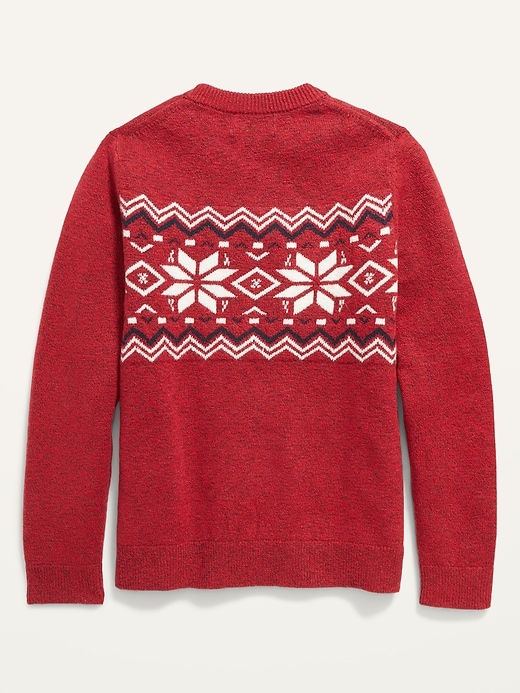 View large product image 2 of 2. Gender-Neutral Fair Isle Crew-Neck Sweater For Kids