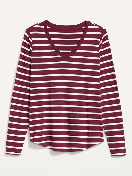 Image number 4 showing, EveryWear Striped Long-Sleeve V-Neck Tee for Women