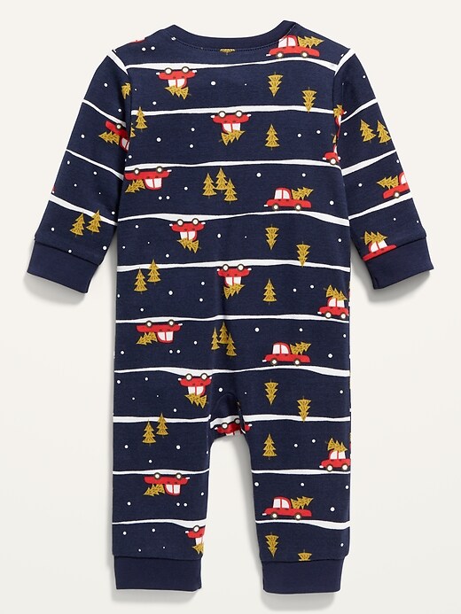 View large product image 2 of 2. Unisex Holiday-Print Zip One-Piece for Baby