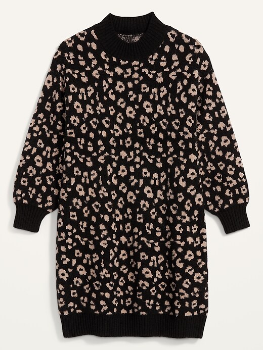 Image number 4 showing, Leopard-Print Mock-Neck Plus-Size Sweater Shift Dress