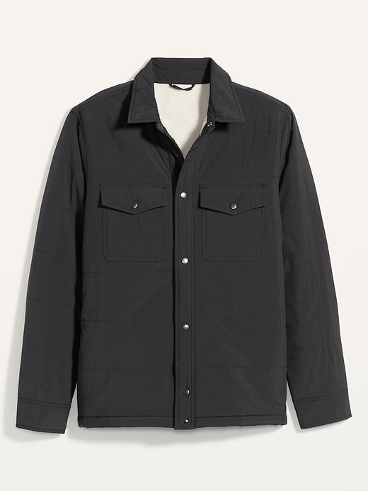Image number 4 showing, Water-Resistant Sherpa-Lined Quilted Shirt Jacket