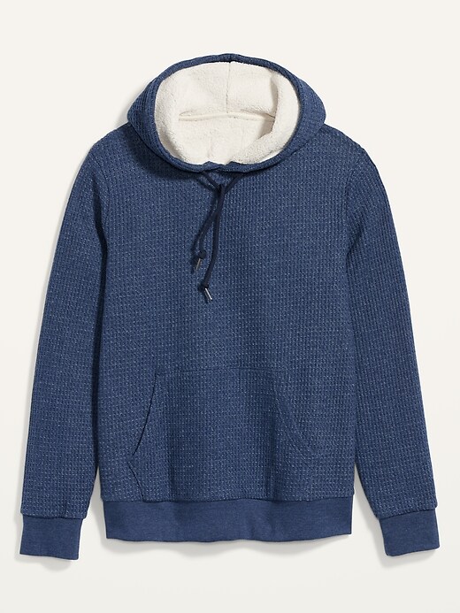 Image number 4 showing, Cozy Sherpa-Lined Thermal-Knit Pullover Hoodie