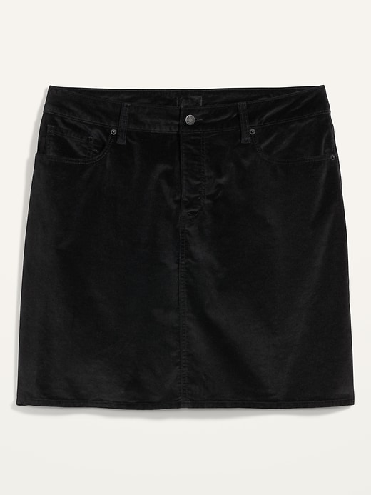 Image number 4 showing, High-Waisted Secret-Slim Pockets Velvet Plus-Size Skirt