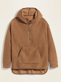 View large product image 3 of 3. Cozy Teddy Sherpa Half-Zip Tunic Hoodie